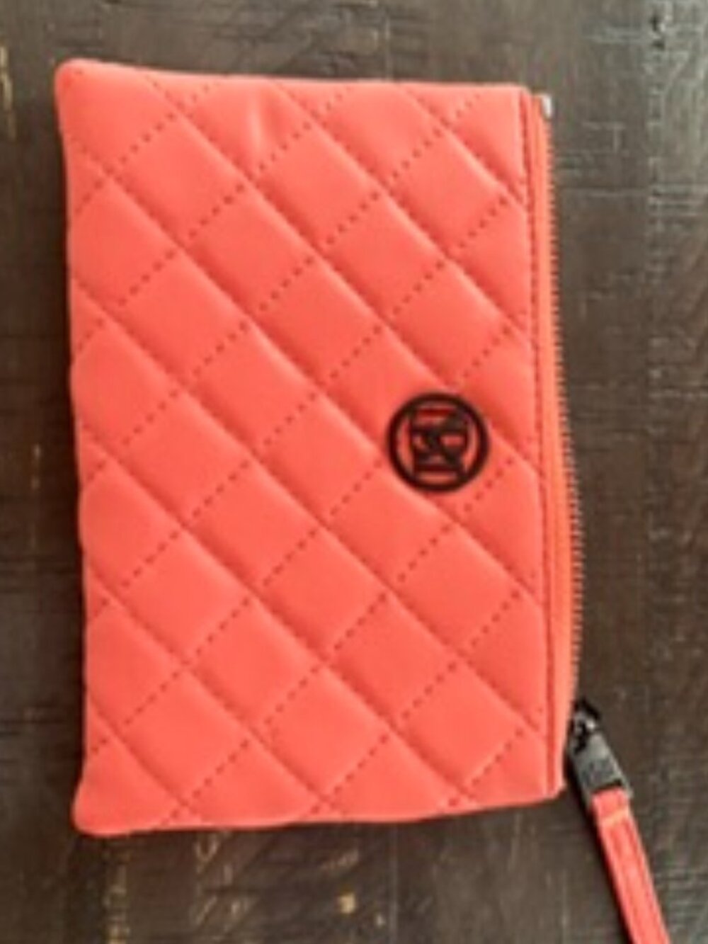 Brand New Mischka Wristlet Quilted Coral Color NWOT